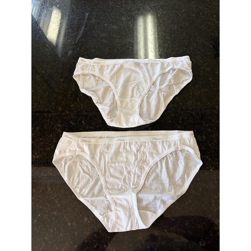 Hanes Women's Panties Sz 7/LG 2 Pair White Cotton Briefs NEW Bikini Underwear